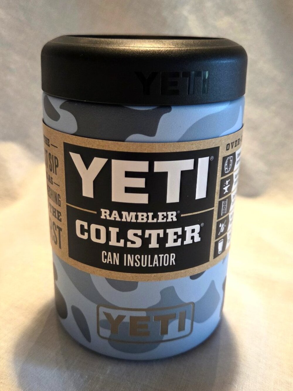 NEW - YETI Blue Camo Colster Can Insulator Cooler Discontinued Color Can Coozie